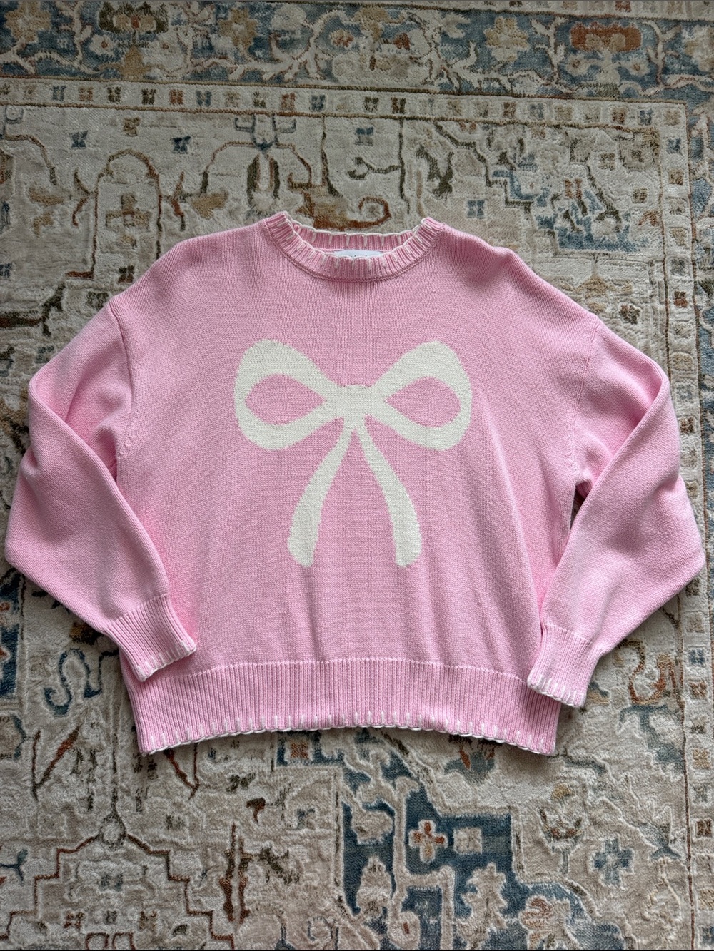 Pink Bow Crewneck Sweater size LARGE